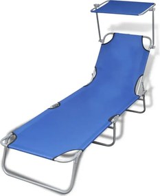 Niebieski leżak plażowy z zadaszeniem H9-B87