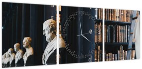 Obraz - W bibliotece (z zegarem) (90x30 cm)