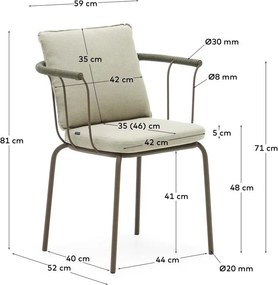 Zielono-beżowe metalowe krzesło ogrodowe Salguer – Kave Home