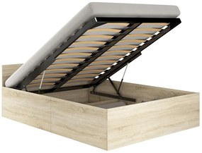 Łóżko z podnoszonym stelażem i materacem 100x200 dąb sonoma W8-S28