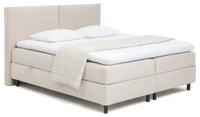 Beżowe łóżko kontynentalne ze schowkiem 160x200 cm Elva Bold – Bonami Selection