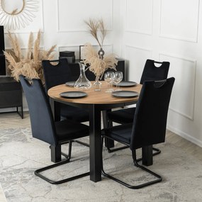 Krzesło Tapicerowane LOPEZ Czarne Na Płozach Welurowe Nowoczesne