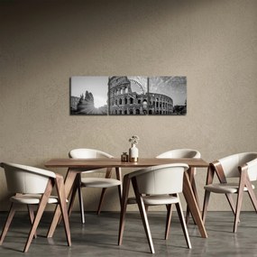 Obraz - Koloseum w Rzymie, czarno-biały (z zegarem) (90x30 cm)
