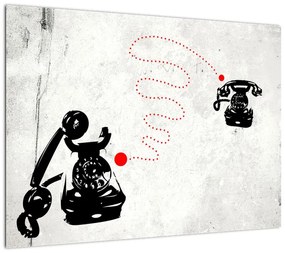 Obraz - Rysunek telefonu w stylu Banksy (70x50 cm)