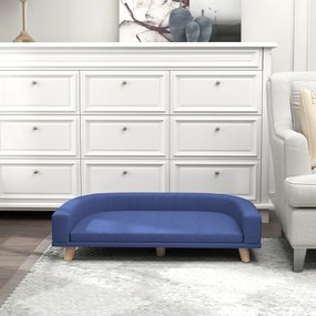 PawHut Legowisko dla psa Sofa dla psa Sofa dla zwierząt, drewno eukaliptusowe, 98 x 67 x 25 cm, Niebieski