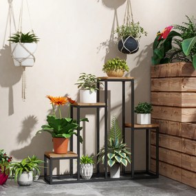 Outsunny Regał na kwiaty, 4 poziomy, wnętrze i zewnątrz, metalowa rama, 80 x 20 x 74 cm