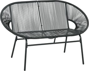 Outsunny Fotel Rattanowy w Stylu Boho, 132 cm x 72 cm x 83 cm, Czarny