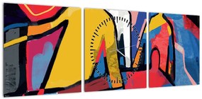 Obraz - Abstrakcja mężczyzn (z zegarem) (90x30 cm)