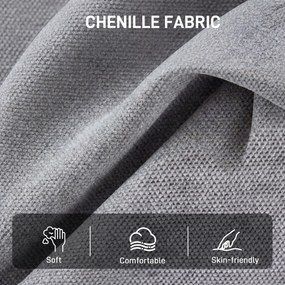 HOMCOM Obrotowy Fotel Akcentowy, Tapicerowany Fotel Czytelniczy z Chenille, Szerokim Siedziskiem, Sprężynowym Wypełnieniem i Metalowymi Nogami, Jasnoszary | Aosom PL