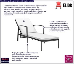 Czarny leżak ogrodowy z białą poduszką W7-R81