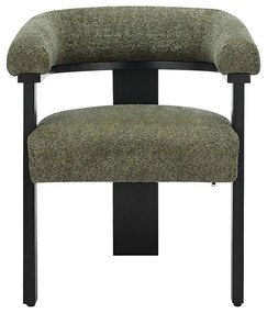 Krzesło z podłokietnikami z bukli i drewna kauczukowego - Khaki i czarny - LIVELIA marki Pascal Morabito