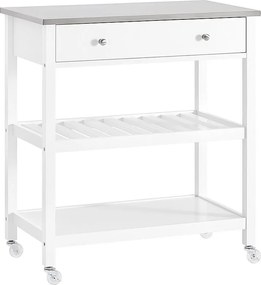 SoBuy Wózek kuchenny z półką na wino, organizatorem, biały