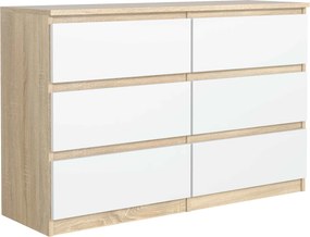 Komoda NUDO 138,5 cm do Salonu Sypialni 6 Szuflad Dąb sonoma