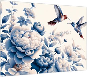 Obraz - Kolibry nad kwiatem (70x50 cm)