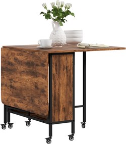 HOMCOM Składany Stół, Mobilny Stół dla 6 Osób z Półką, do 50 kg, 130 x 80 x 74 cm, Rustykalny Brąz