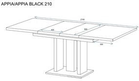 Stół rozkładany APPIA 130(210)x80 beton ciemny ENDO
