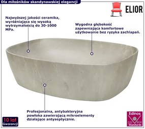 Szara prostokątna umywalka nablatowa - Solvay 3X