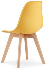 Musztardowe krzesło na drewnianych nogach H0-F18