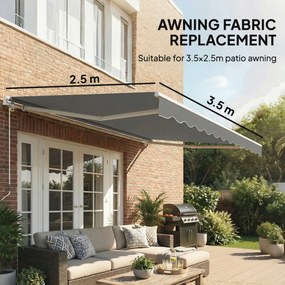 Outsunny Zamiennik materiału markizy – osłona przeciwsłoneczna UPF 50+ do ramy 3,5 x 2,5 m, ciemnoszary | Aosom PL