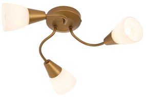 Klasyczny plafon złoty z matowym szkłem okrągły 3 światła - Madi