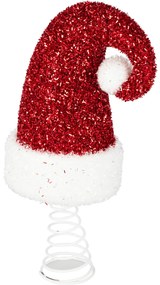 Czubek na choinkę, brokatowa czapka Mikołaja, 32 cm