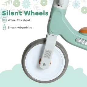 AIYAPLAY Rowerek biegowy dla maluchów, 3 ciche koła, 12–36 mies., do domu i na dwór, zielony