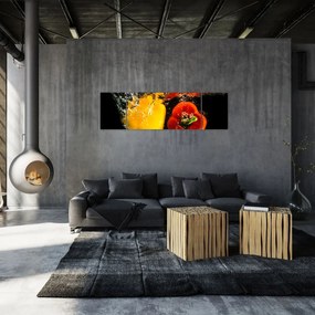 Obraz - papryki w wodzie (170x50 cm)