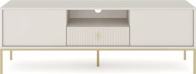 Szafka RTV do Salonu z Szufladą MARCOS 154 cm Kaszmir/Złoty Ryflowana Nowoczesna