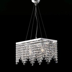 Lampa wisząca Penelope z mosiądzu i chromowanego żelaza, 2 lampy z kryształkami, dł. 48 x 30 cm, BL31-2-CR