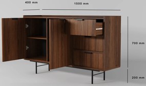 Duża komoda z 3 szufladami i szafką orzech warmia L0-E99