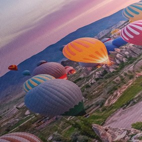 Obraz - Balony na ogrzane powietrze (z zegarem) (90x30 cm)