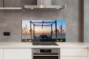 Szklany Panel Kolacja o Zachodzie Słońca nad Morzem