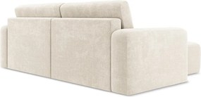 Kremowy rozkładany/ze schowkiem narożnik z tkaniny szenilowej (lewostronny/z szezlongiem) Kona – Makamii