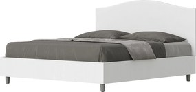 Łóżko wyposażone w stelaż z listwami 160x200 konstrukcja Frassino biała zagłówek sztucznej skóry Biały Grace