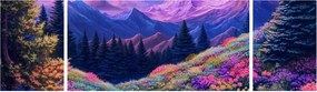 Obraz - Fioletowy krajobraz przy pełni księżyca (170x50 cm)