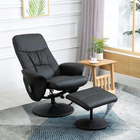 HOMCOM Fotel do masażu z podnóżkiem Fotel TV Fotel Nachylenie 145° Czarny
