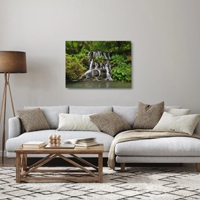 Obraz na szkle wodospadów w tropikalnym lesie (70x50 cm)