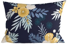 Zestaw 2 sztuk dekoracyjnych poszewek na poduszki z mikrofibry FLOWERISH 50x70 cm, ciemnoniebieski
