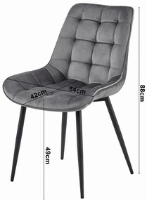 Krzesło aksamitne BERA ciemnoróżowe z czarnymi nogami