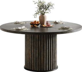 Okrągły stół jadalny dla 4-6 osób, 120 cm, nowoczesny okrągły stół kuchenny z żłobioną okrągłą podstawą