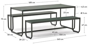 Ciemnozielony metalowy zestaw mebli ogrodowych dla 4 osób Sotil – Kave Home