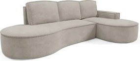 Narożnik MOLLY Prawostronny z funkcją spania, wolnostojący tkanina CURIO 11 Popielaty