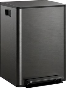 HOMCOM Kosz na śmieci z 2x30L komorami, pokrywa Soft-Close, odporny na odciski, stal nierdzewna, czarny | Aosom PL