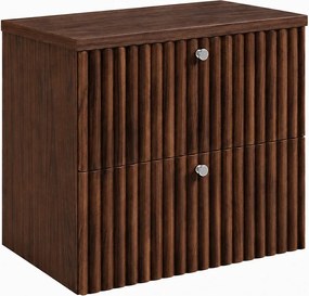 Szafka łazienkowa wisząca z blatem 60, dąb orzech + blat dąb orzech, uchwyty w trzech kolorach, 60 x 44,4 x 58,6 cm