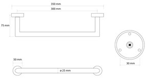 Sapho XR400GB X-Round Gold uchwyt na ręcznik 30 x 6,5 cm, złoty