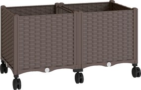 Outsunny podwyższona grządka z tworzywa sztucznego, samo-nawadniająca się skrzynia z otworami odpływowymi i korkami | Aosom PL