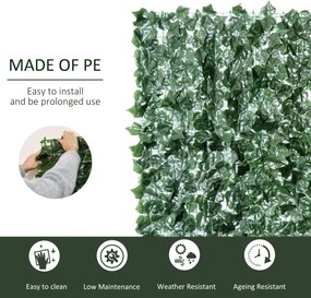 Outsunny sztuczny żywopłot dekoracja ściany 1,5 x 3 m ciemnozielony