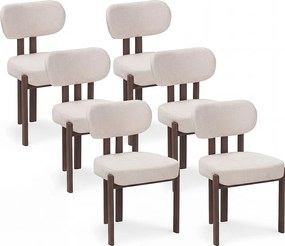 Zestaw 6 krzeseł do jadalni tkanina beżowa - Efekt ciemnego drewna orzechowego - NOA