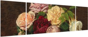 Obraz - Henri Fantin-Latour, Roses de Nice on a Table, reprodukcje (170x50 cm)