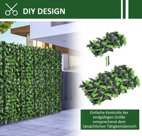 Outsunny Sztuczny Żywopłot, Roślina Wspinająca do Dekoracji Zewnętrznych, Realistyczny Wygląd, 300 cm×100 cm, Ciemnozielony